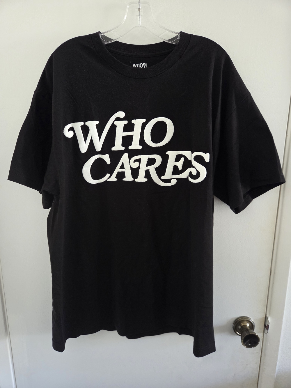 "WHO CARES" Graphic Tee - Black & White SZ XL